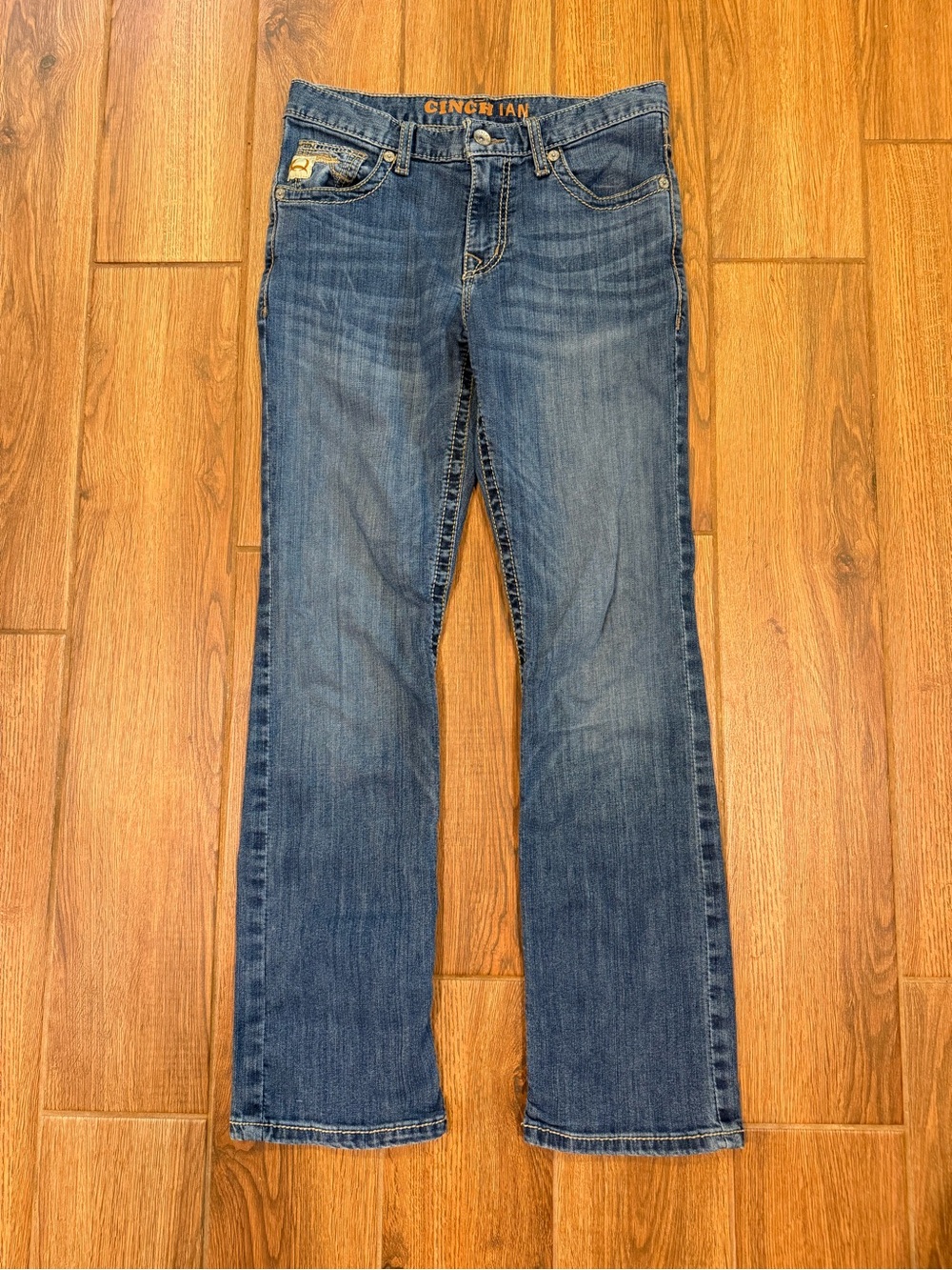 Cinch Ian Men’s Straight Slim Fit Blue Medium Wash Denim Jeans Size 28 X 30